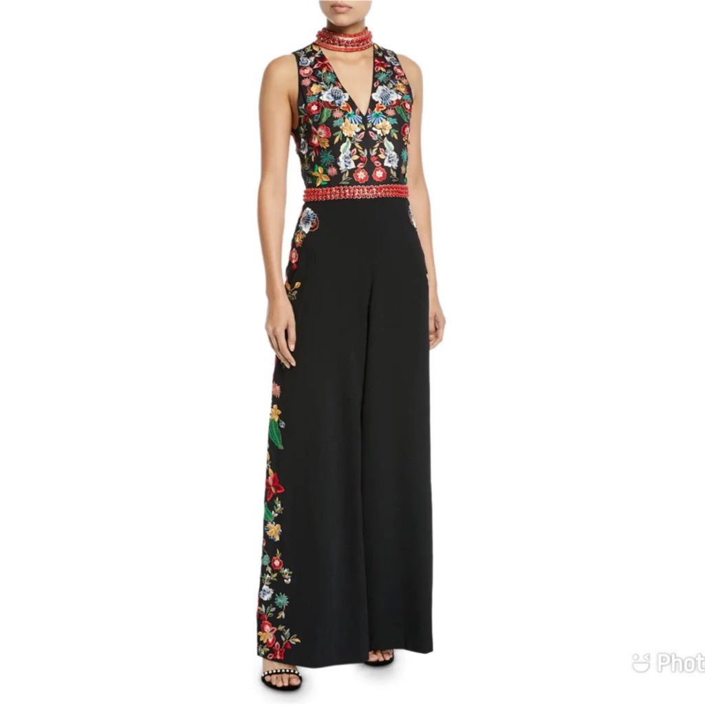 Alice + Olivia Black Floral Jumpsuit